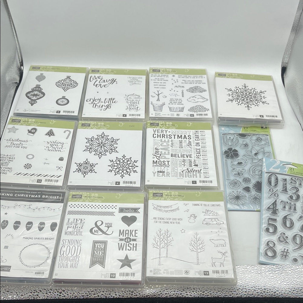 Stampin’ Up Lot of Stamps Clear Rubber Holiday Numbers Flowers Birthday Cards